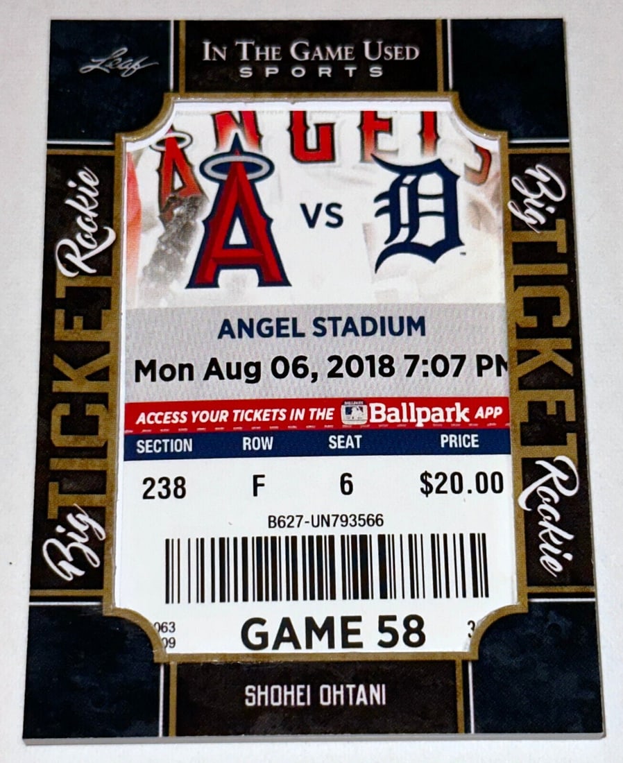 SHOHEI OHTANI LEAF IN THE GAME USED ROOKIE SEASON BIG TICKET 2018 GAME STUB CARD: SHOHEI OHTANI LEAF IN THE GAME USED ROOKIE SEASON BIG TICKET 2018 GAME STUB CARD SHOHEI OHTANI LEAF IN THE GAME USED ROOKIE SEASON BIG TICKET 2018 GAME STUB CARD RBJ no: 7368889368664