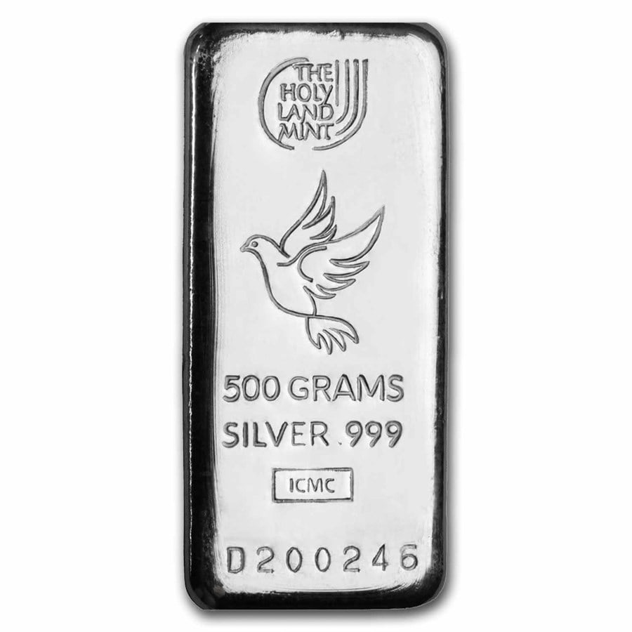 500 gram Silver Bar - Holy Land Mint (Dove of Peace, Cast-Poured) (1 of 4)