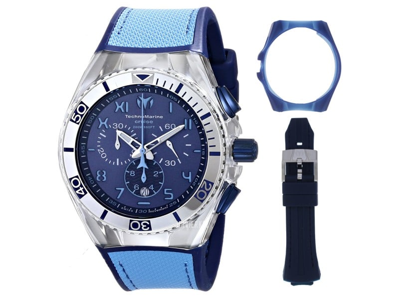 Technomarine mens Cruise: Technomarine mens Cruise Product Code: 114024-39B2A Brand: Technomarine Condition: Pre-Owned Stainless steel case, Rubber strap, Blue dial, Quartz movement, Scratch resistant mineral, Water resistant