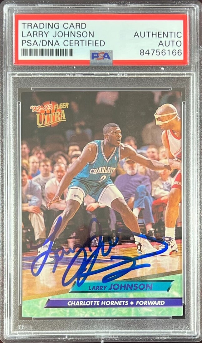 Larry Johnson auto 1992 Fleer Ultra #21 card Charlotte Hornets PSA Encapsulated: Larry Johnson auto 1992 Fleer Ultra #21 card Charlotte Hornets PSA Encapsulated Larry Johnson auto 1992 Fleer Ultra #21 card Charlotte Hornets PSA Encapsulated RBJ no: 7368949170264