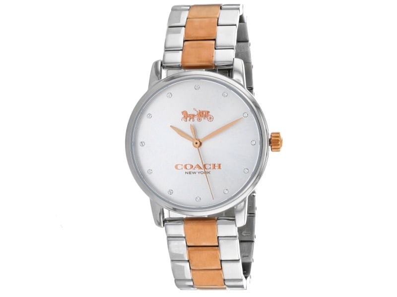 Coach womens Grand: Coach womens Grand Product Code: 14502930-39B2A Brand: Coach Condition: Never Worn Stainless steel case, Stainless steel bracelet, White dial, Quartz movement, Scratch resistant mineral, Water resista