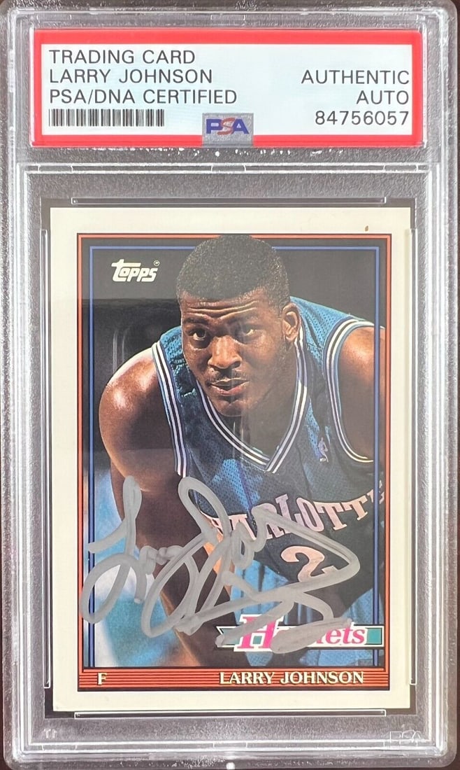 Larry Johnson auto 1993 Topps #144 card Charlotte Hornets PSA Encapsulated: Larry Johnson auto 1993 Topps #144 card Charlotte Hornets PSA Encapsulated Larry Johnson auto 1993 Topps #144 card Charlotte Hornets PSA Encapsulated RBJ no: 7368949137496