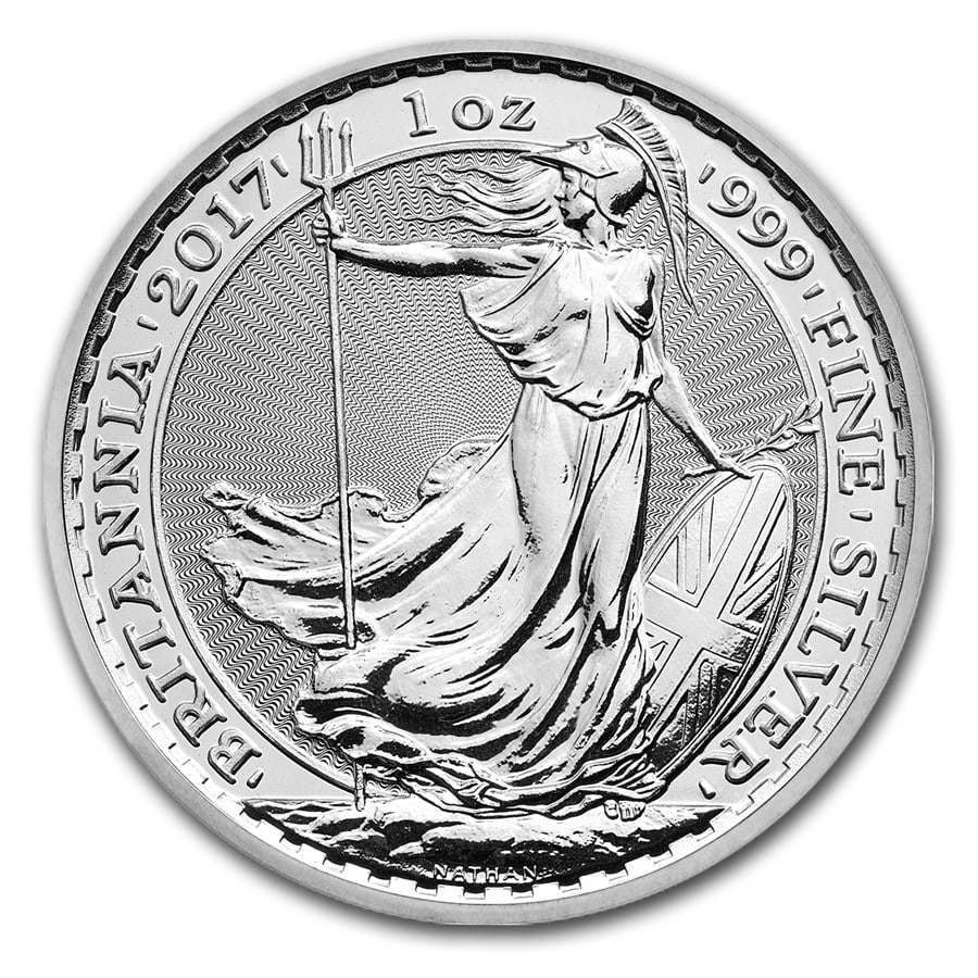 2017 Great Britain 1 oz Silver Britannia BU: 2017 Great Britain 1 oz Silver Britannia BU Product ID: 102462 Year: 2017 Grade: Brilliant Unc Grade Service: None Denomination: 2 Pounds Mint Mark: Not Shown Metal Content: 1 troy oz