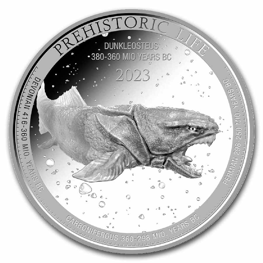 2023 Democratic Rep. of Congo 1 oz Silver Dunkleosteus (1 of 2)