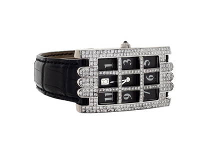 Harry Winston Avenue C White Gold Black Dial Diamond Case: Harry Winston Avenue C White Gold Black Dial Diamond Case Product Code: 304706496399-E Brand: Harry Winston Condition: Pre-Owned Model: Harry Winston Avenue C Item Specifics: Band Color: Black <br