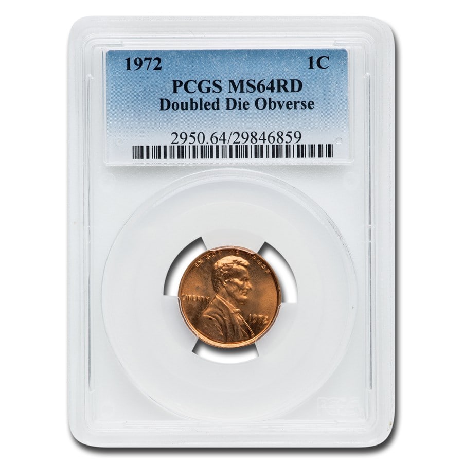 1972 Lincoln Cent Double Die Obverse MS-64 PCGS (Red): 1972 Lincoln Cent Double Die Obverse MS-64 PCGS (Red) Product ID: 23132 Year: 1972 Grade: MS-64 Grade Service: PCGS Denomination: 1 Cent Mint Mark: P - Philadelphia (Not Shown) Metal Cont
