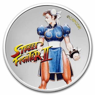 2022 1 oz Fiji Street Fighter Mini Fighters - Guile 999 Silver Coloured  Proof Coin (Certificate #8)