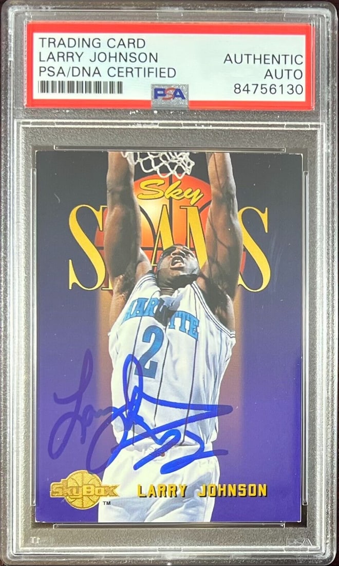 Larry Johnson auto 1995 SkyBox #306 card Charlotte Hornets PSA Encapsulated: Larry Johnson auto 1995 SkyBox #306 card Charlotte Hornets PSA Encapsulated Larry Johnson auto 1995 SkyBox #306 card Charlotte Hornets PSA Encapsulated RBJ no:7369074114648