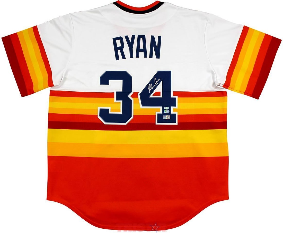 nolan ryan signed houston astros rainbow cooperstown collection jersey tristar (1 of 2)