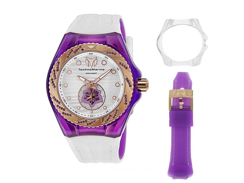 Technomarine womens Cruise Beach: Technomarine womens Cruise Beach Product Code: 113024-39B2A Brand: Technomarine Condition: Pre-Owned Stainless steel case, Rubber strap, White dial, Quartz movement, Scratch resistant mineral, Water r