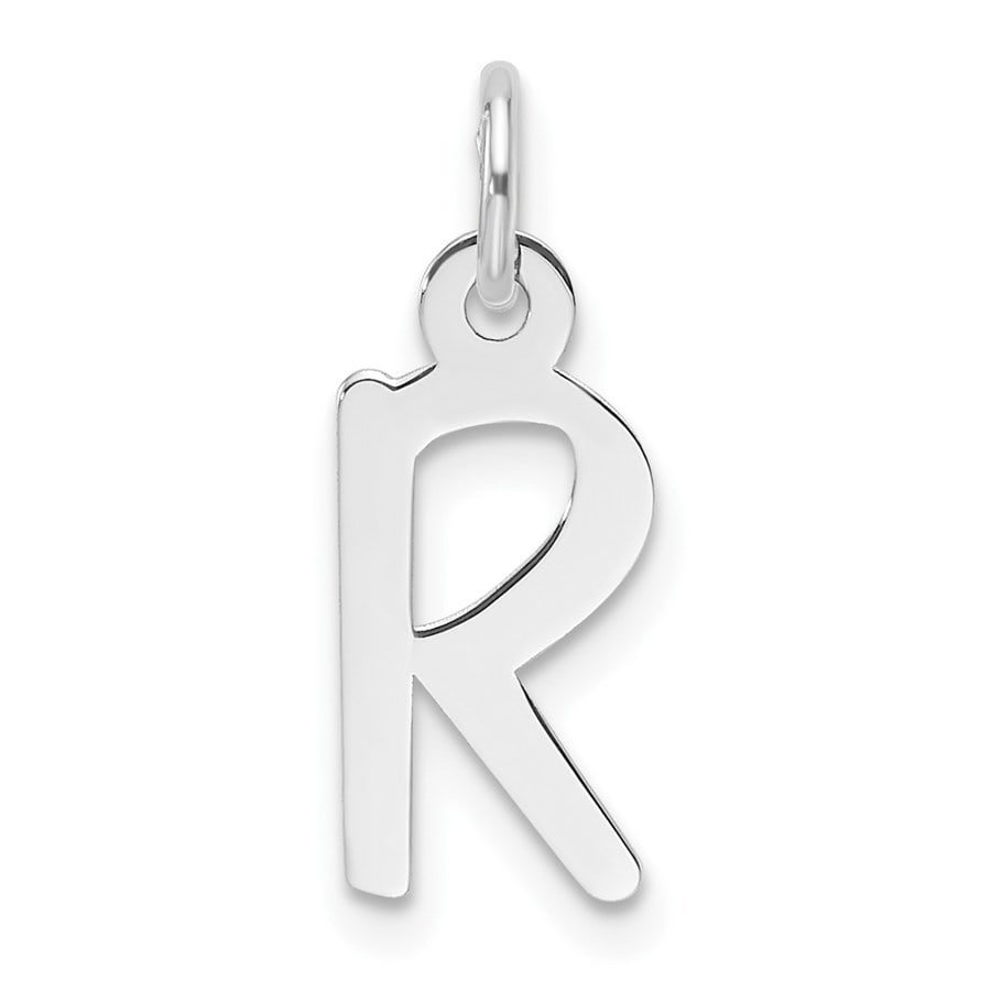 14K White Gold Slanted Block Letter R Initial Charm - 18.7 mm (1 of 3)