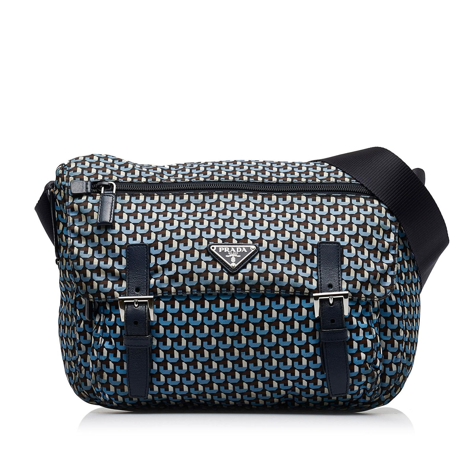 Prada Tessuto Stampato Messenger Bag: Prada Tessuto Stampato Messenger Bag Condition Quality: Exterior Front stained with Other. Exterior Back Worn. Exterior Back stained with Other. Exterior Bottom stained with Other. Exterior Handle Cre