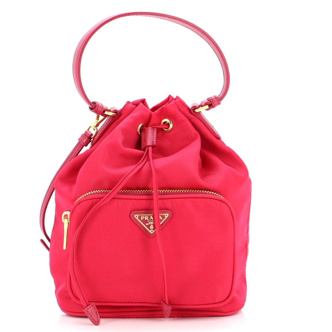 Prada Drawstring Bucket Bag Tessuto Small Auction