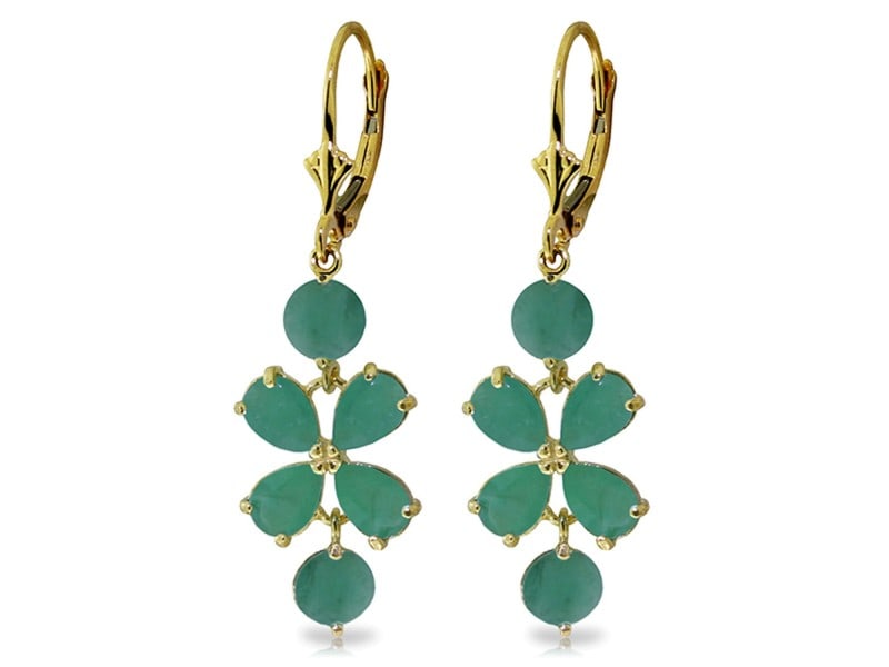 5.32 CTW 14K Solid Gold Chandelier Earrings Natural Emerald (1 of 2)
