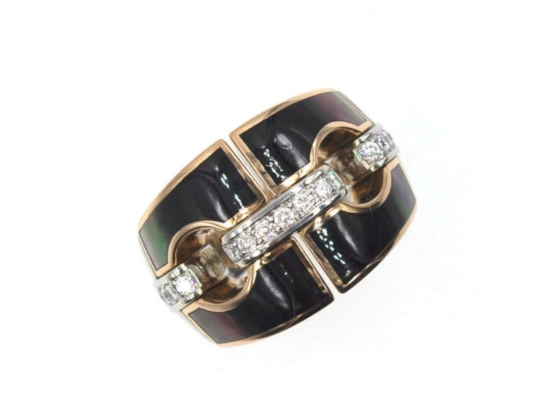 Chimento Noblesse Diamond Mother of Pearl 18 Karat White and Rose Gold Ring: Chimento Noblesse Diamond Mother of Pearl 18 Karat White and Rose Gold Ring Product Code: 123725582104-E Brand: Chimento Condition: Pre-Owned Metal: White Gold Stone: Diamond Model: 123725582104-