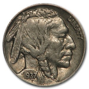 1937 Buffalo Nickel XF: 1937 Buffalo Nickel XF Product ID: 2003 Year: 1937 Grade: Extra Fine Grade Service: None Denomination: 5 Cents Mint Mark: P - Philadelphia (Not Shown) Metal Content: 0 troy oz Pu