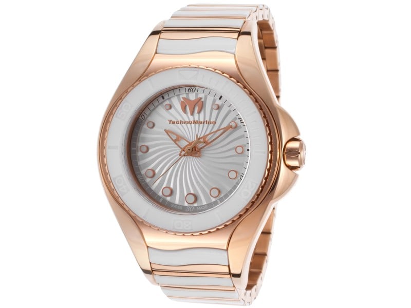 Technomarine womens Manta: Technomarine womens Manta Product Code: 214001-39B2A Brand: Technomarine Condition: Pre-Owned Stainless steel case, Stainless steel bracelet, Silver dial, Quartz movement, Scratch resistant sapphire,