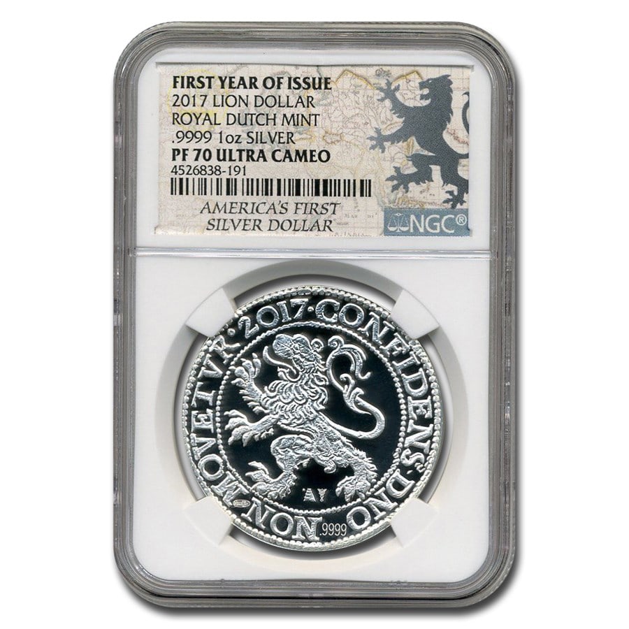 2017 Netherlands 1 oz Silver Lion Dollar Restrike PF-70 NGC (1 of 1)