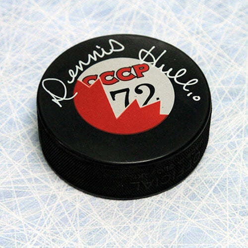 Dennis Hull Signed 1972 Summit Series Canada CCCP Hockey Puck (1 of 1)