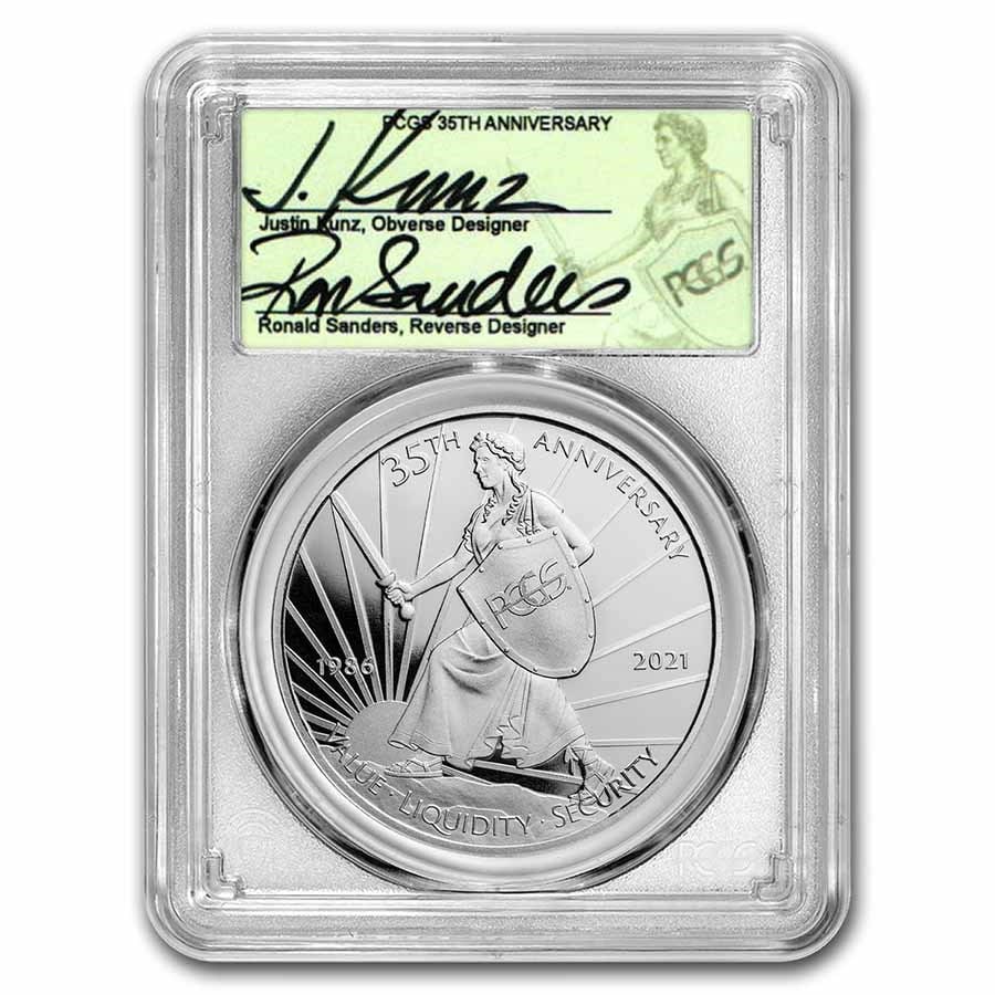 2021 1 oz Silver PCGS 35th Anniv PR-70 PCGS (Signed, 1 of 35) (1 of 4)