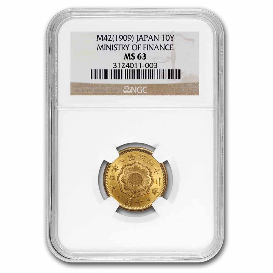 M42(1909) Japan Gold 10 Yen MS-63 NGC (Ministry of Finance Hoard) (1 of 3)