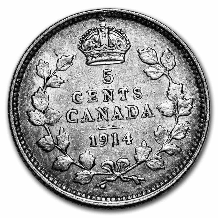 1914 Canada Silver 5 Cents George V AU (1 of 2)