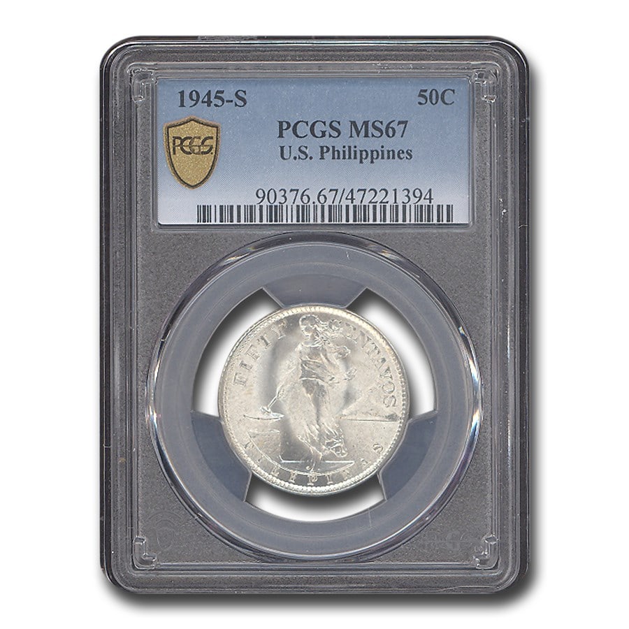 1945-S Philippines Silver 50 Centavos MS-67 PCGS (1 of 3)