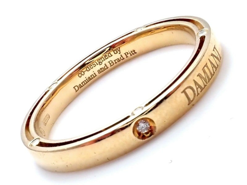 Damiani Brad Pitt 18k Yellow Gold Diamond 3mm Band Ring Sz 10.5
