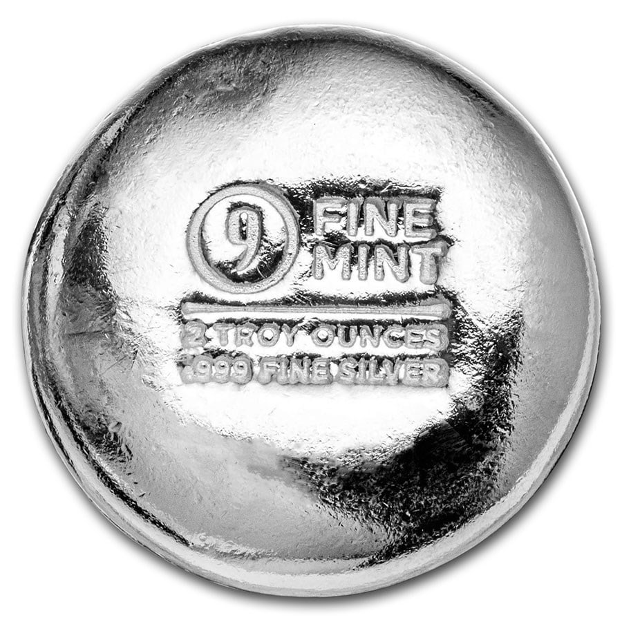 2 oz Cast-Poured Silver Round - 9Fine Mint (1 of 5)