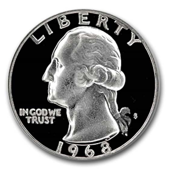 1968-S Washington Quarter Gem Proof: 1968-S Washington Quarter Gem Proof Product ID: 6537 Year: 1968 Grade: Gem Proof Grade Service: None Denomination: 25 Cents Mint Mark: S - San Francisco Metal Content: 0 troy oz