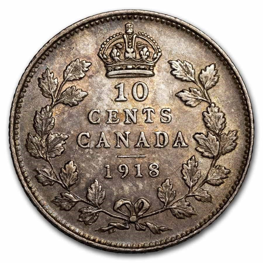 1918 Canada Silver 10 Cents George V AU (1 of 2)