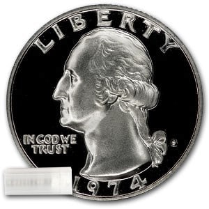 1974-S Washington Quarter 40-Coin Roll Proof: 1974-S Washington Quarter 40-Coin Roll Proof Product ID: 34998 Year: 1974 Grade: Proof Grade Service: None Denomination: 25 Cents Mint Mark: S - San Francisco Metal Content: 0 troy oz