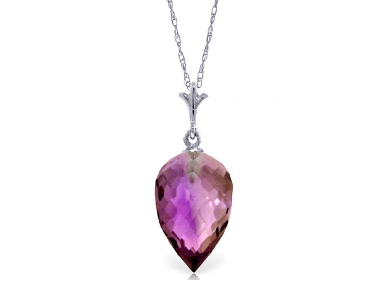 9.5 CTW 14K Solid White Gold Necklace Pointy Briolette Drop Amethyst (1 of 2)
