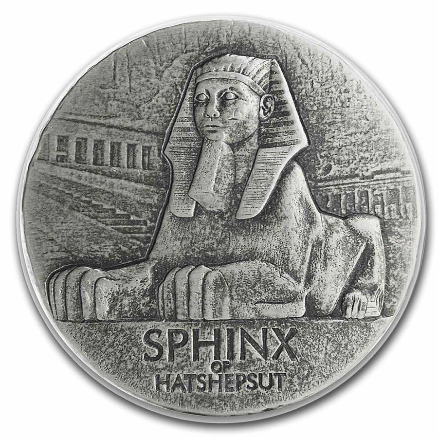 2019 Republic of Chad 5 oz Silver Sphinx of Hatshepsut (No Box) (1 of 2)