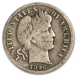 1916-S Barber Dime Good/VG (1 of 2)