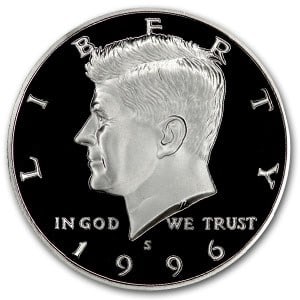 1996-S Kennedy Half Dollar Gem Proof: 1996-S Kennedy Half Dollar Gem Proof Product ID: 6114 Year: 1996 Grade: Proof Grade Service: None Denomination: 50 Cents Mint Mark: S - San Francisco Metal Content: 0 troy oz Pur