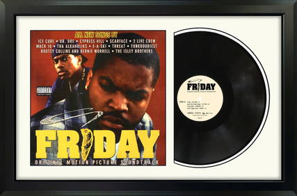 friday"" movie soundtrack genuine vinyl record & cover professionally framed 17.5? x 26.5? wall (1 of 2)