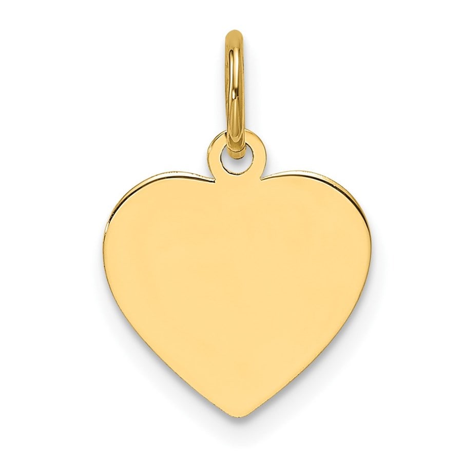14K Yellow Gold .009 Gauge Engravable Heart Disc Charm - 18.3 mm: 14K Yellow Gold .009 Gauge Engravable Heart Disc Charm - 18.3 mm Product Id: 267299 Metal: Gold Purity: 14K Finish: Polished Length Of Item: 18.3 mm Charm Element Length: 11.7 mm Charm El