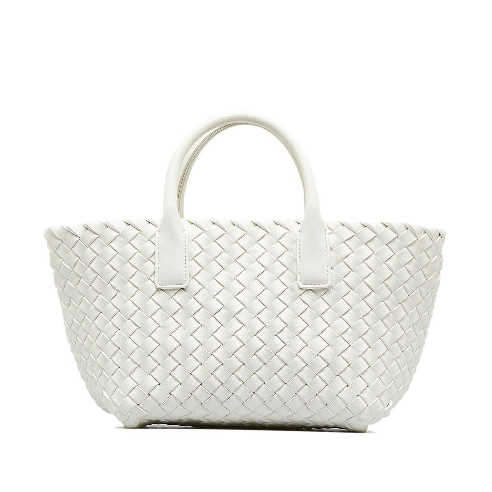 Bottega Veneta Mini Intrecciato Cabat: Bottega Veneta Mini Intrecciato Cabat Condition Quality: Exterior Front stained with Other. Exterior Back stained with Other. Exterior Handle stained with Other. Exterior Corners Worn. Exterior Corner