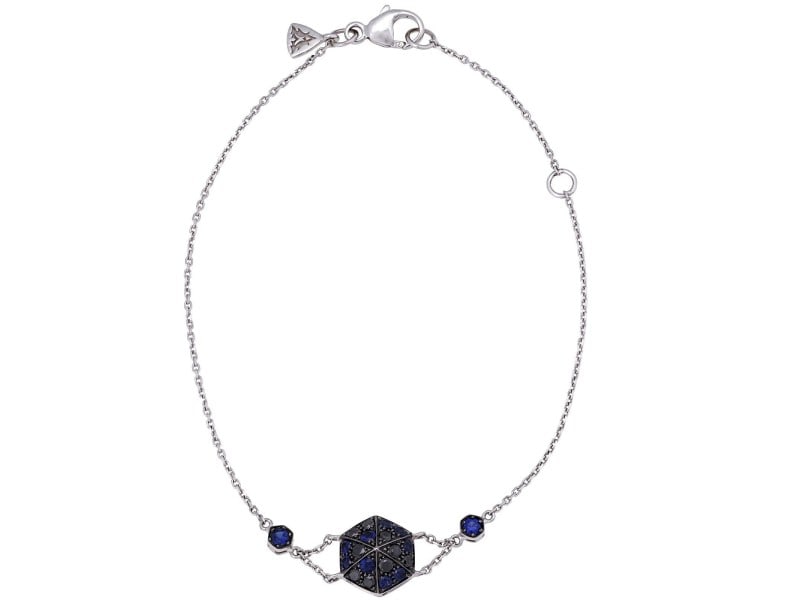 Stephen Webster 18K White Gold "Deco" Pave Blue Sapphire & Black Diamond Bracelet: Stephen Webster 18K White Gold "Deco" Pave Blue Sapphire & Black Diamond Bracelet Stephen Webster 18K White Gold "Deco" Pave Blue Sapphire & Black Diamond Bracelet Features: Brand: Stephen Webster Gen
