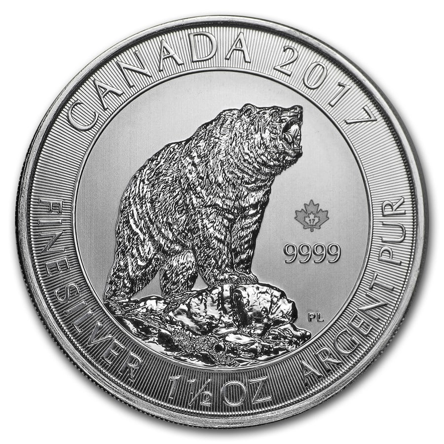 2017 Canada 1.5 oz Silver $8 Grizzly Bear BU (1 of 2)