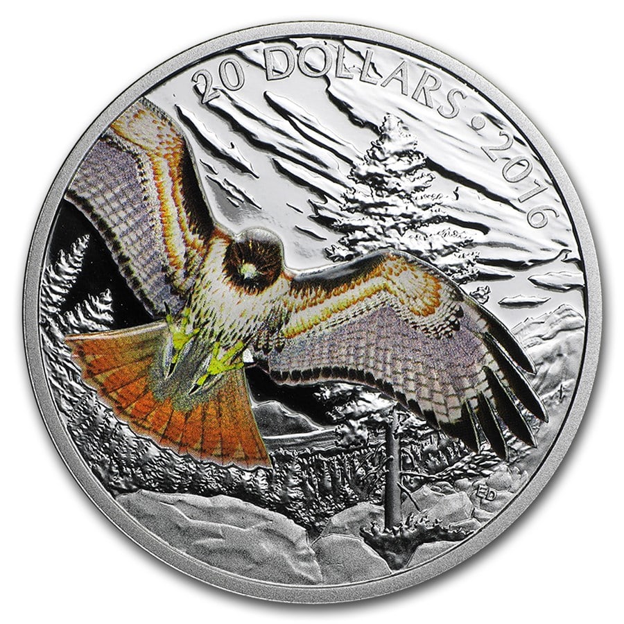2016 Canada 1 oz Silver $20 Red Tailed Hawk Proof (1 of 3)