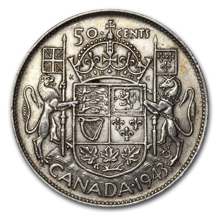 1943 Canada Silver 50 Cents George VI AU (1 of 2)