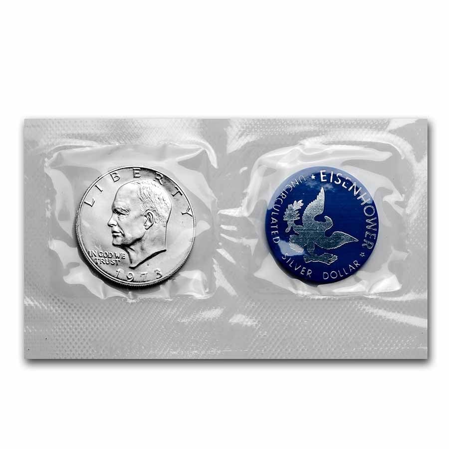 1973-S 40% Silver Eisenhower Dollar BU (Blue Mint Envelope) (1 of 4)