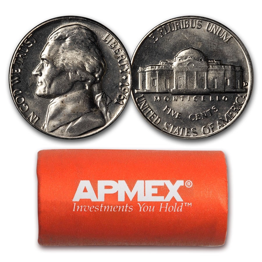 1961-D Jefferson Nickel 40-Coin Roll BU: 1961-D Jefferson Nickel 40-Coin Roll BU Product ID: 9353 Year: 1961 Grade: Brilliant Unc Grade Service: None Denomination: 5 Cents Mint Mark: D - Denver Metal Content: 0 troy oz