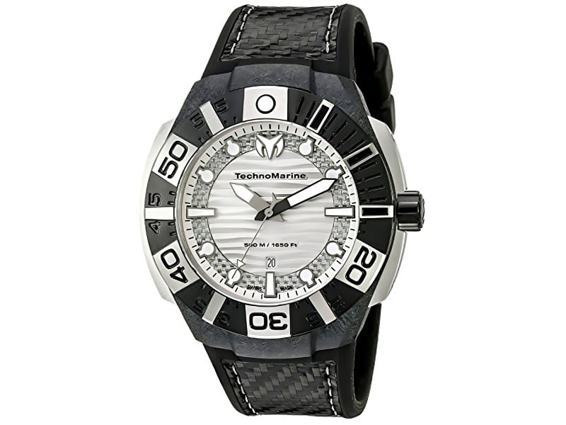 Technomarine Mens Reef: Technomarine Mens Reef Stainless steel case, Rubber strap, Silver dial, Quartz movement, Scratch resistant sapphire, Water resistant up to 50 ATM - 500 meters - 1650 feet SKU no: RBJ 514001-39B2A Bran