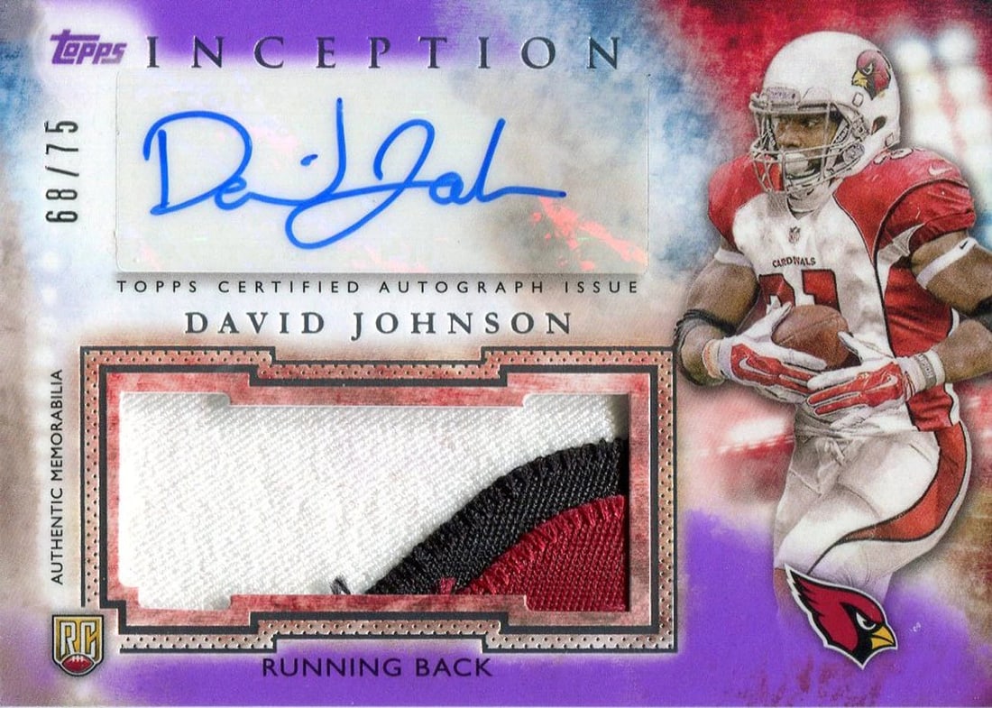 David Johnson Autographed 2015 Topps Inception Rookie Jersey Card: David Johnson Autographed 2015 Topps Inception Rookie Jersey Card David Johnson Autographed 2015 Topps Inception Rookie Jersey Card SKU no: RBJ7251499122776