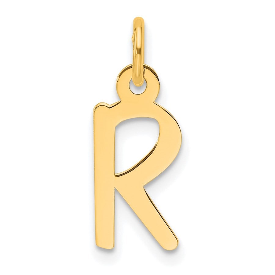 14K Yellow Gold Slanted Block Letter R Initial Charm - 18.7 mm (1 of 3)