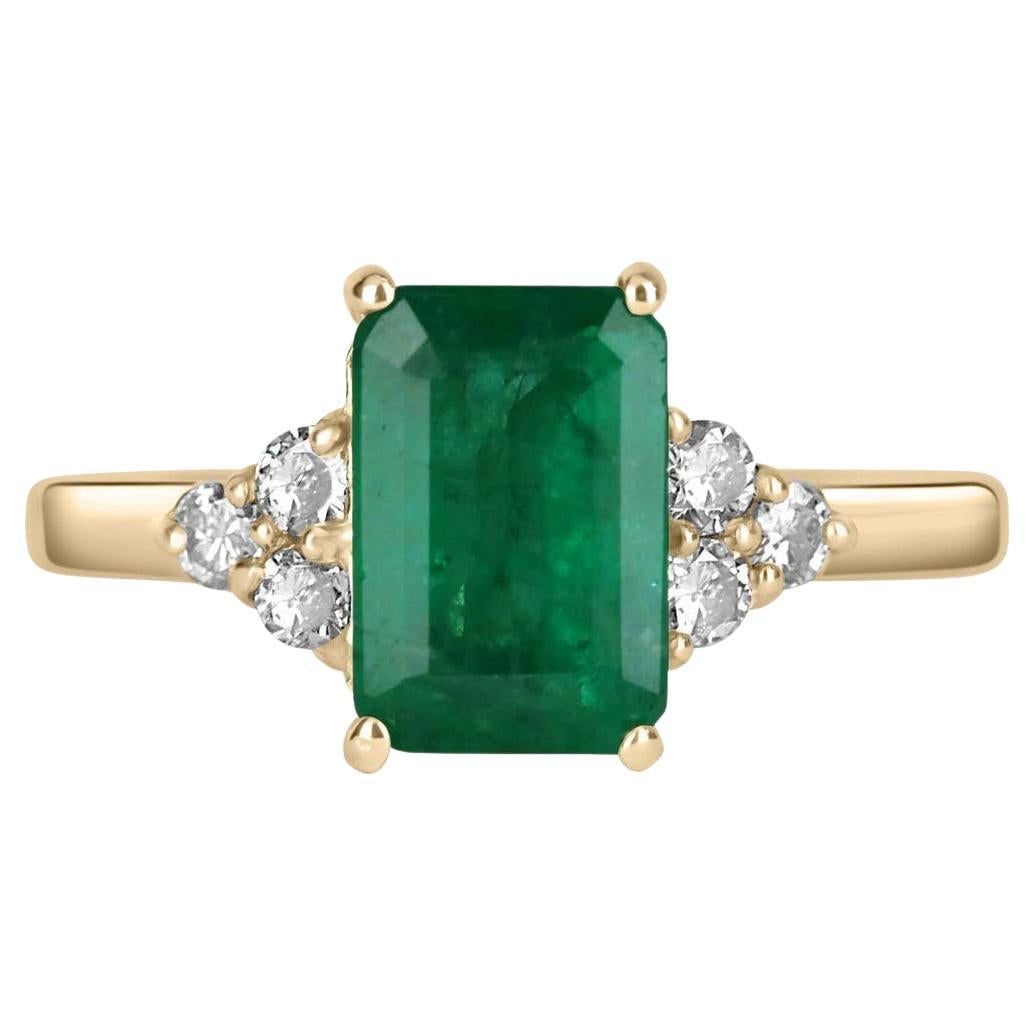 1.95tcw 14K Emerald Cut Emerald & Diamond Cluster Accent Ring gift present: 1.95tcw 14K Emerald Cut Emerald & Diamond Cluster Accent Ring gift present Ring Size: 7 US, Resizable Metal: Gold, 14k Gold, Yellow Gold Stone: Diamond, Emerald Stone Cut: Emerald Cut Place of Origin: