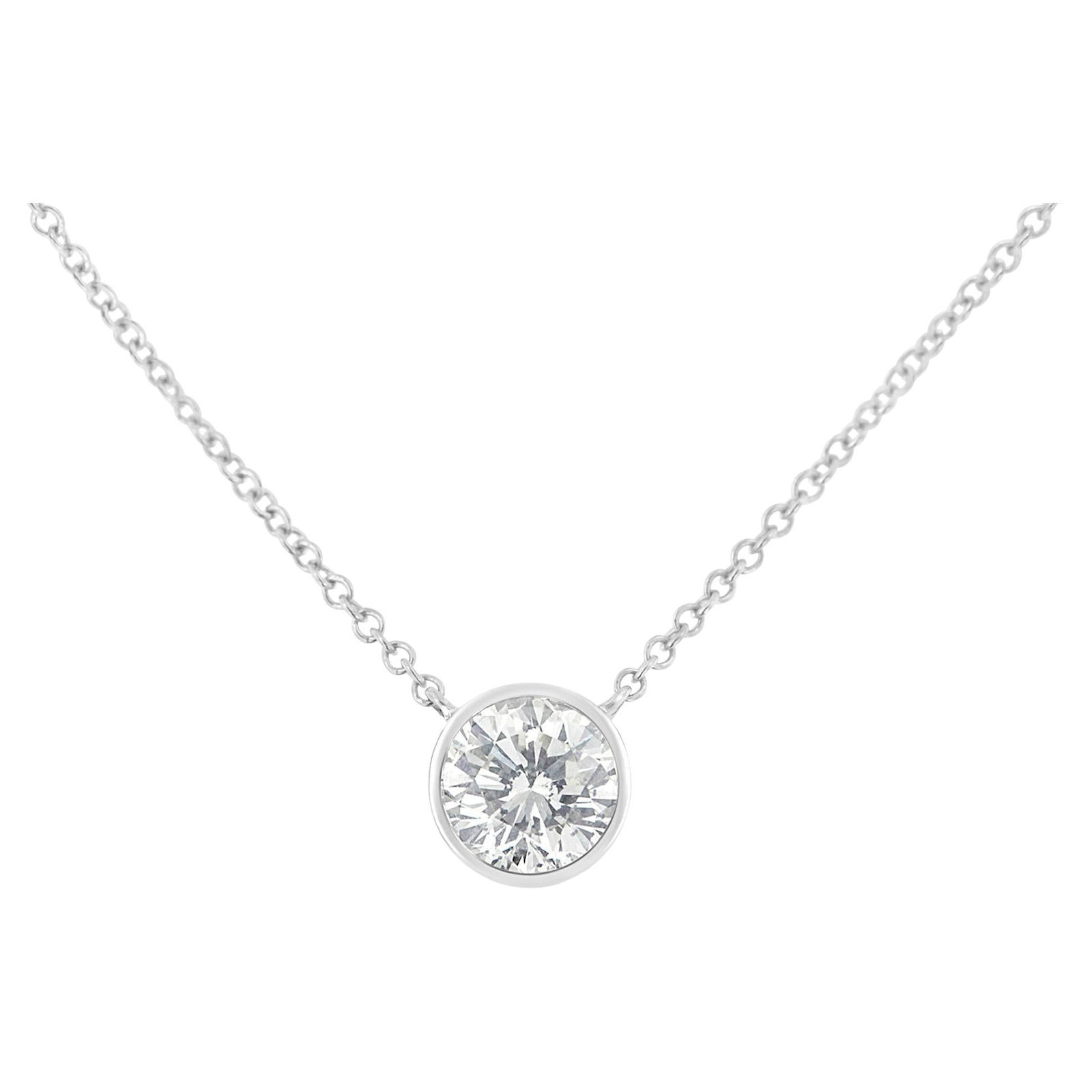 10K White Gold 3/10 Carat Round-Cut Diamond Modern Solitaire Pendant Necklace (1 of 5)